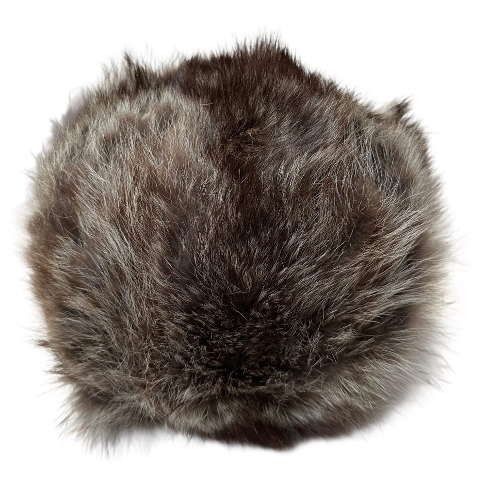 Genuine Raccoon Fur Accent Pillow – Modern Round Luxe Home Decor Black - Picture 2 of 8